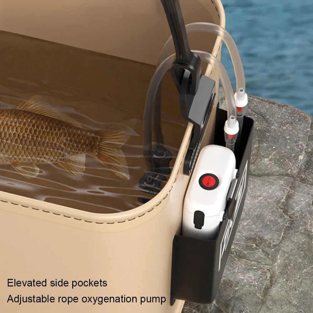 Balde dobrável multifuncional com alça ergonômica, balde de acampamento ao ar livre impermeável, acessórios de pesca, 8L, 13L